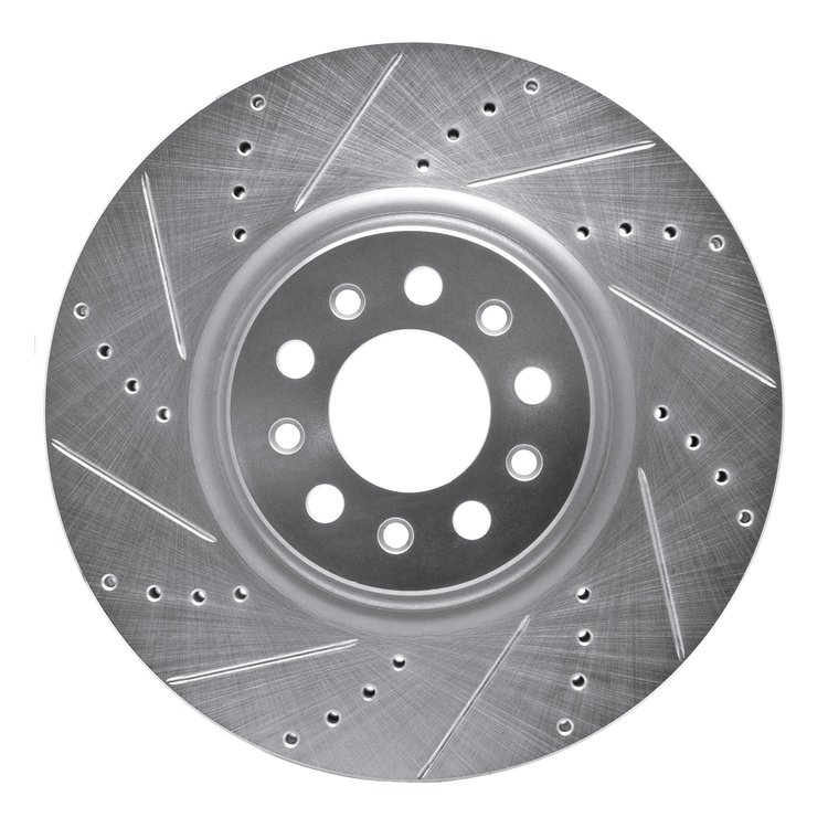 631-42013L Drilled/Slotted Brake Rotor [Silver], Fits Select Mopar, Position: Front Left