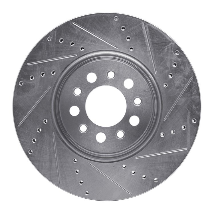 631-42013R Drilled/Slotted Brake Rotor [Silver], Fits Select Mopar, Position: Front Right