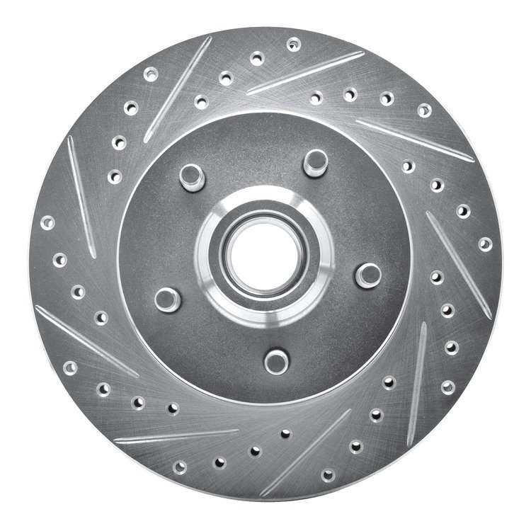 631-42018L Drilled/Slotted Brake Rotor [Silver], 1986-1992 Mopar, Position: Front Left