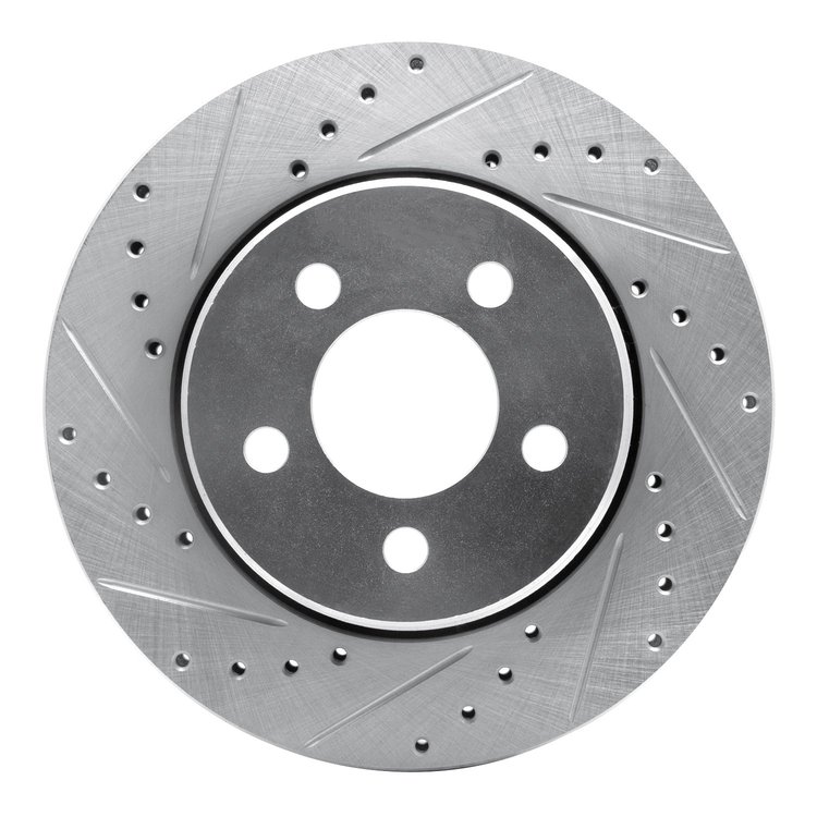 631-42020L Drilled/Slotted Brake Rotor [Silver], 2007-2012 Mopar, Position: Front Left