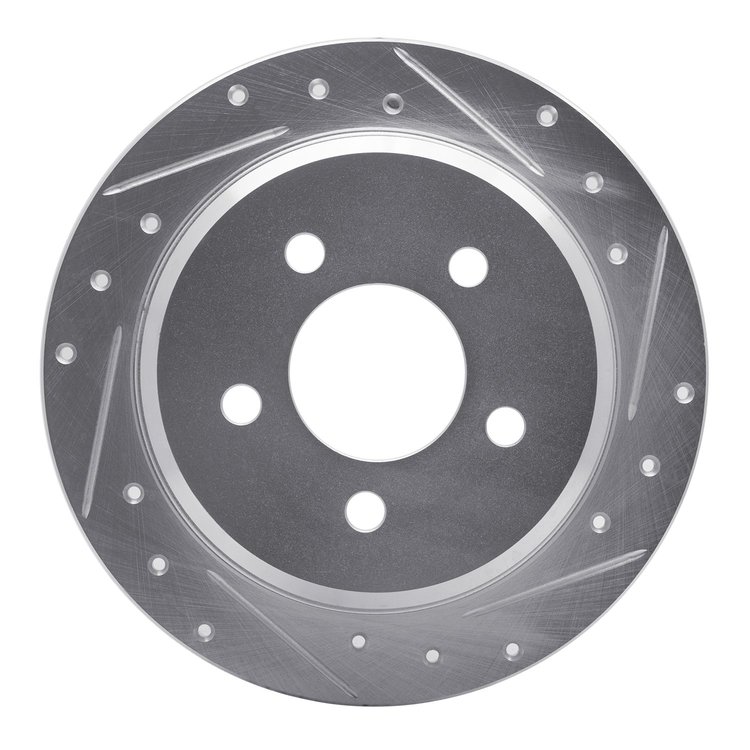 631-42023R Drilled/Slotted Brake Rotor [Silver], 1993-1998 Mopar, Position: Rear Right