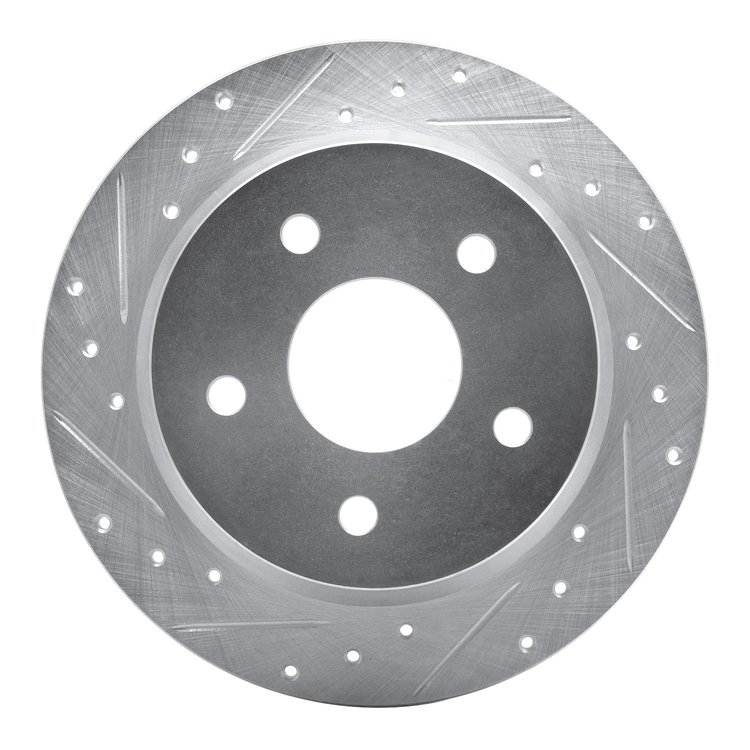 631-42025L Drilled/Slotted Brake Rotor [Silver], 1999-2004 Mopar, Position: Rear Left