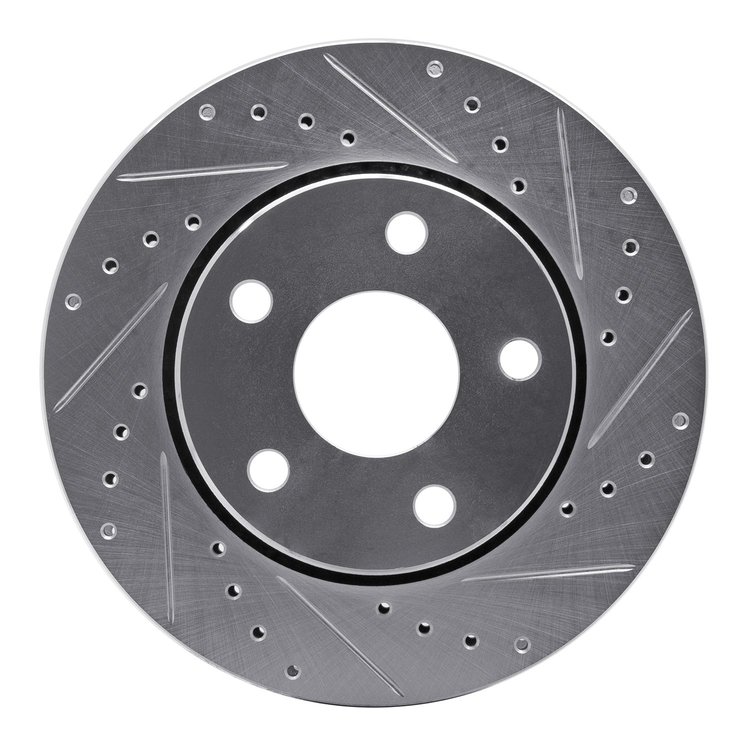 631-42030R Drilled/Slotted Brake Rotor [Silver], 2007-2018 Mopar, Position: Front Right
