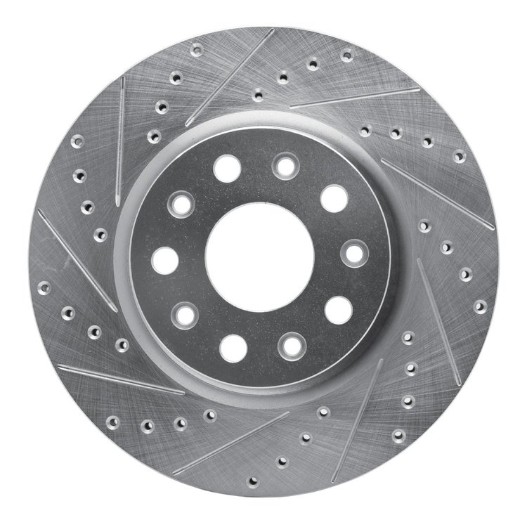 631-42039L Drilled/Slotted Brake Rotor [Silver], Fits Select Mopar, Position: Front Left