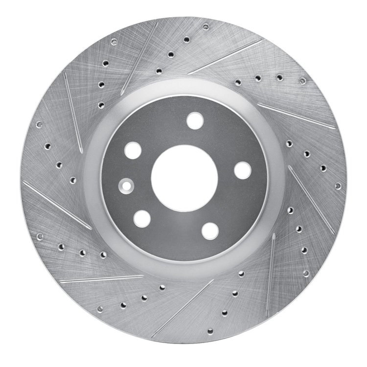 631-45019L Drilled/Slotted Brake Rotor [Silver], 2013-2019 GM, Position: Front Left