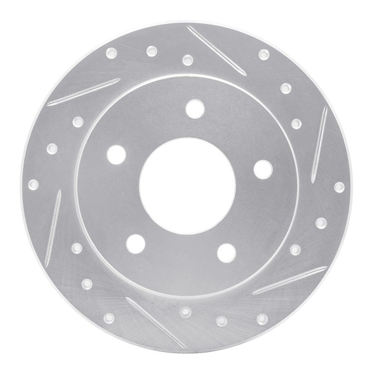 631-46003R Drilled/Slotted Brake Rotor [Silver], 1986-1992 GM, Position: Rear Right