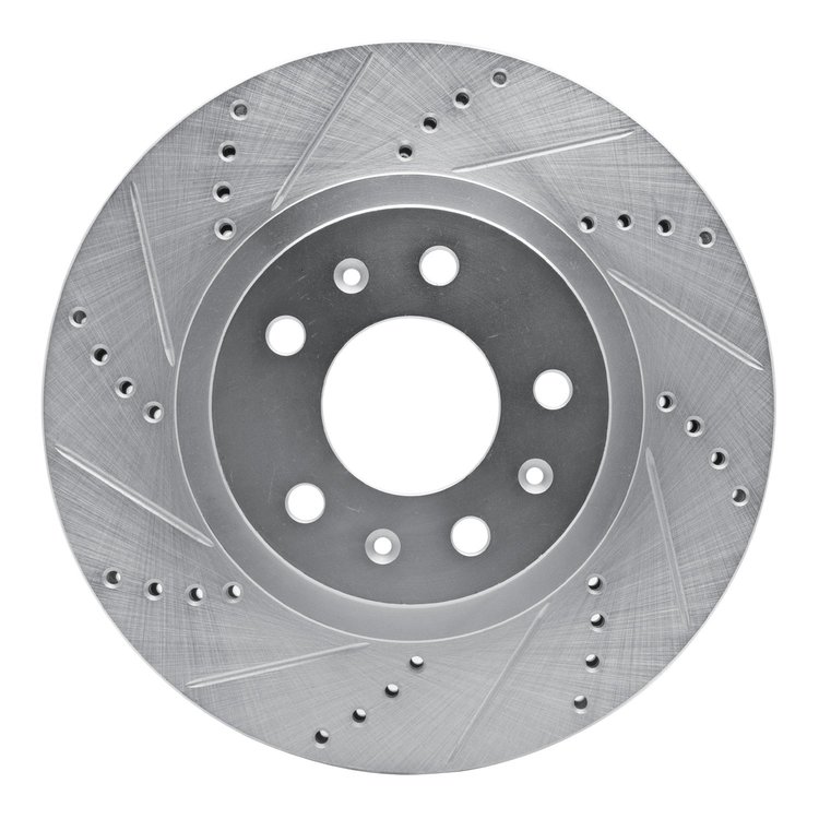 631-46012L Drilled/Slotted Brake Rotor [Silver], 2003-2007 GM, Position: Front Left