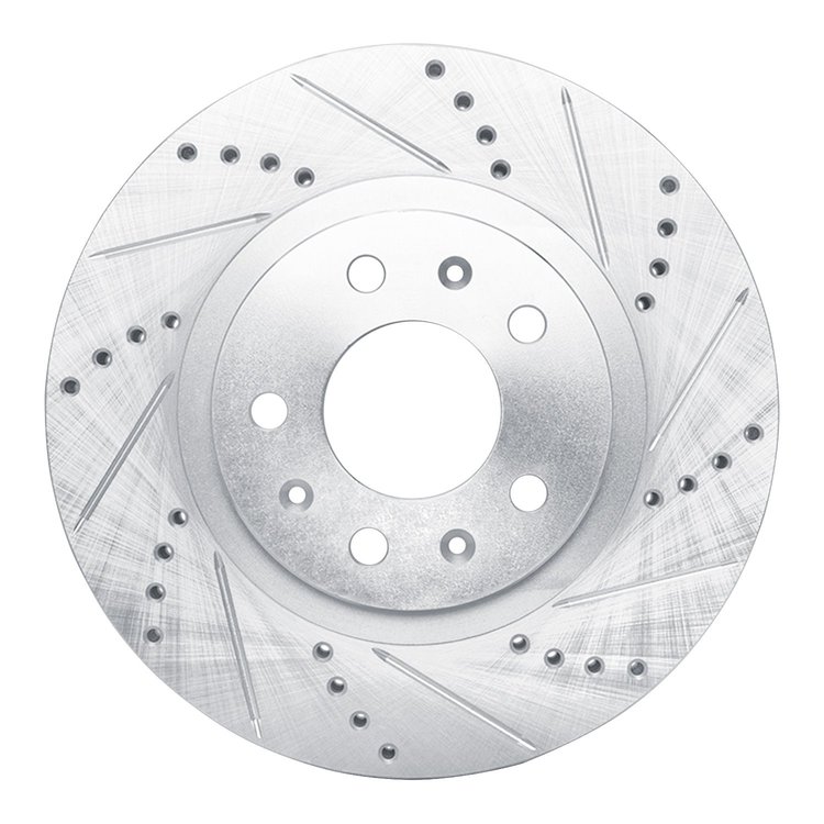 631-46012R Drilled/Slotted Brake Rotor [Silver], 2003-2007 GM, Position: Front Right