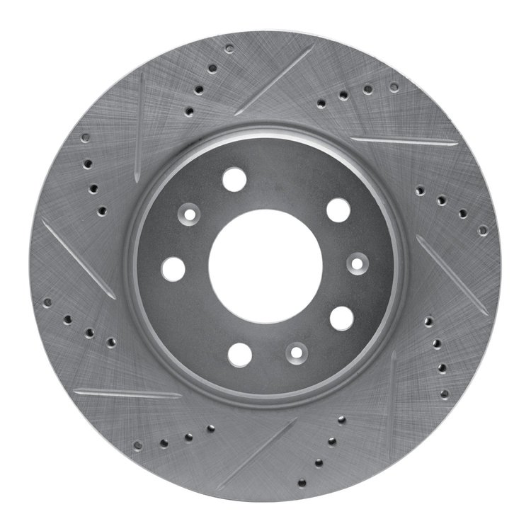 631-46013L Drilled/Slotted Brake Rotor [Silver], 2003-2008 GM, Position: Front Left