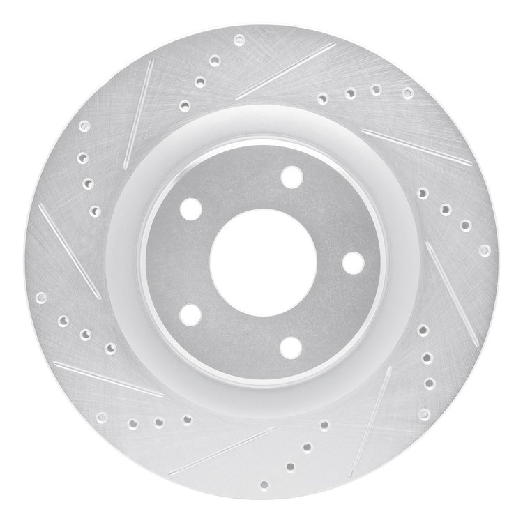 631-46018L Drilled/Slotted Brake Rotor [Silver], 2005-2013 GM, Position: Front Left