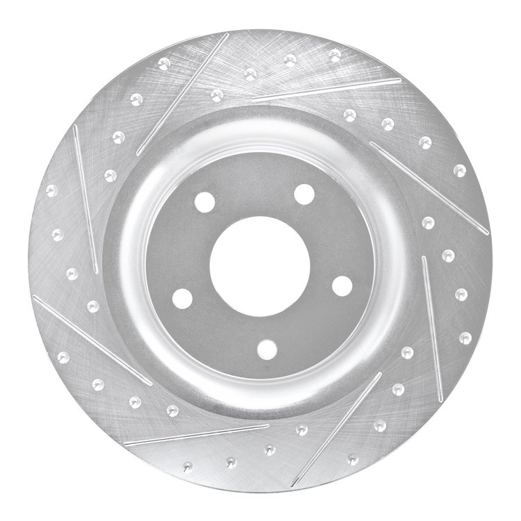 631-46019L Drilled/Slotted Brake Rotor [Silver], 2005-2013 GM, Position: Front Left