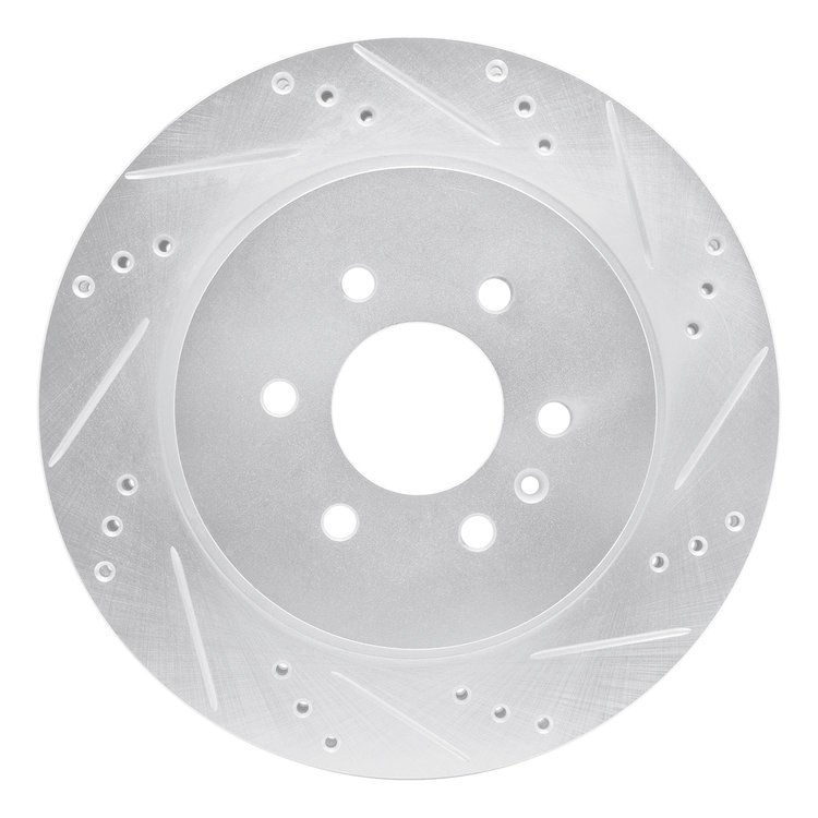 631-46044R Drilled/Slotted Brake Rotor [Silver], 2004-2009 GM, Position: Rear Right