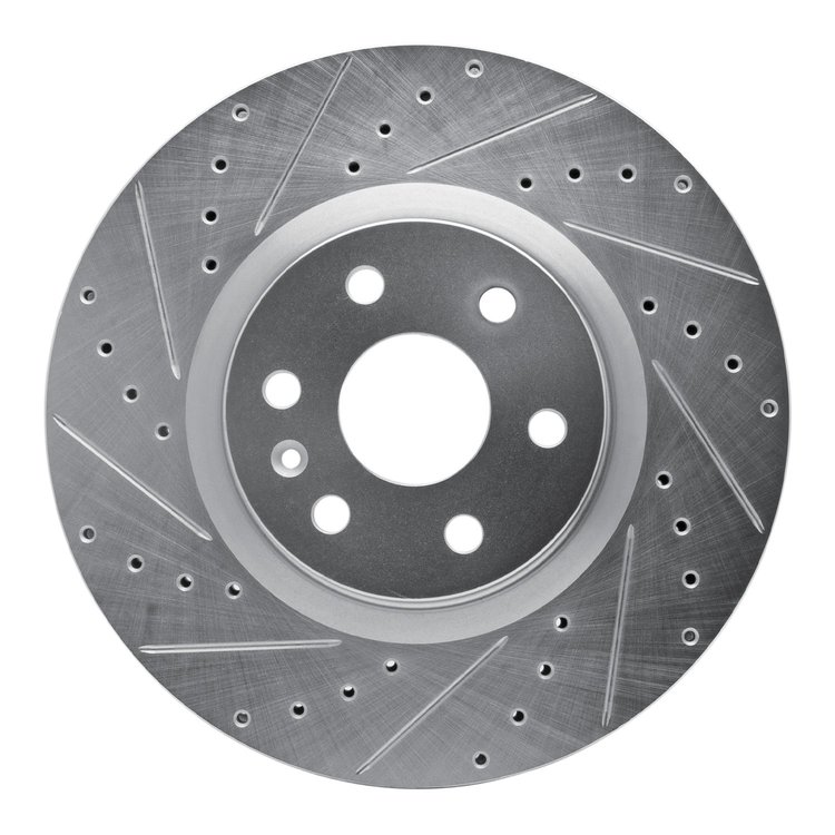 631-46046L Drilled/Slotted Brake Rotor [Silver], 2010-2016 GM, Position: Front Left