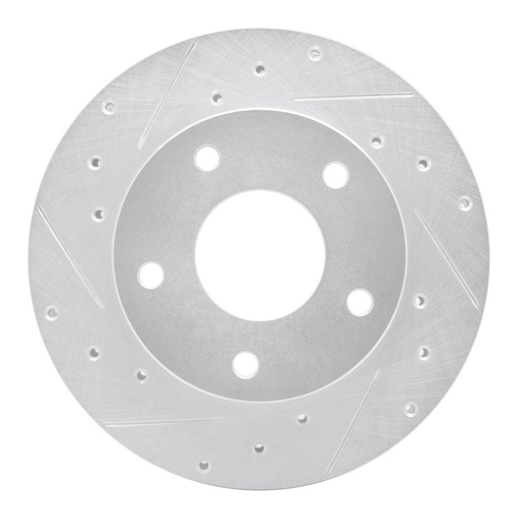 631-47014L Drilled/Slotted Brake Rotor [Silver], 1982-1988 GM, Position: Rear Left