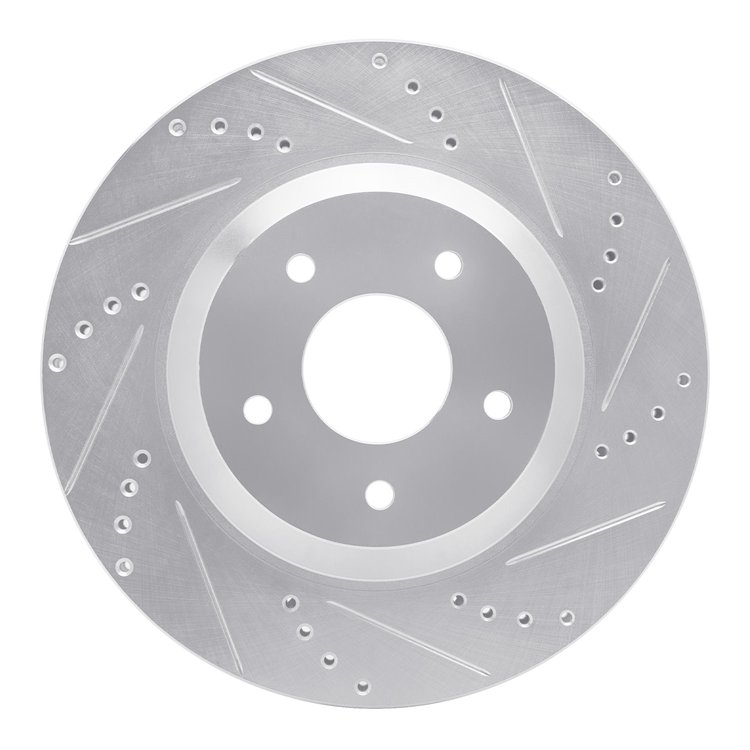 631-47023D Drilled/Slotted Brake Rotor [Silver], 1988-1996 GM, Position: Left Front