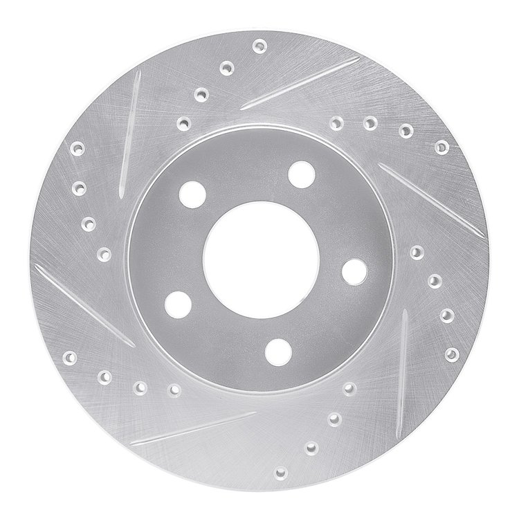 631-47031L Drilled/Slotted Brake Rotor [Silver], 2004-2008 GM, Position: Front Left