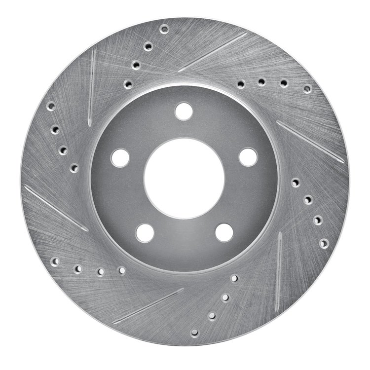 631-47033L Drilled/Slotted Brake Rotor [Silver], 2006-2011 GM, Position: Front Left