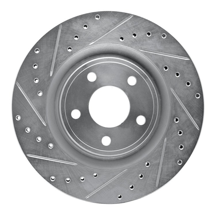 631-47037L Drilled/Slotted Brake Rotor [Silver], 2007-2010 GM, Position: Front Left