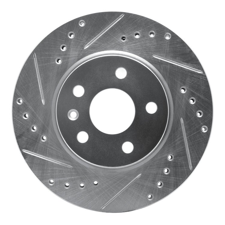 631-47043L Drilled/Slotted Brake Rotor [Silver], Fits Select GM, Position: Front Left