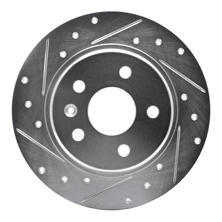 631-47052L Drilled/Slotted Brake Rotor [Silver], Fits Select GM, Position: Rear Left