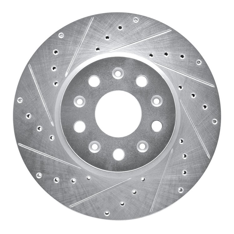 631-47055L Drilled/Slotted Brake Rotor [Silver], Fits Select GM, Position: Front Left