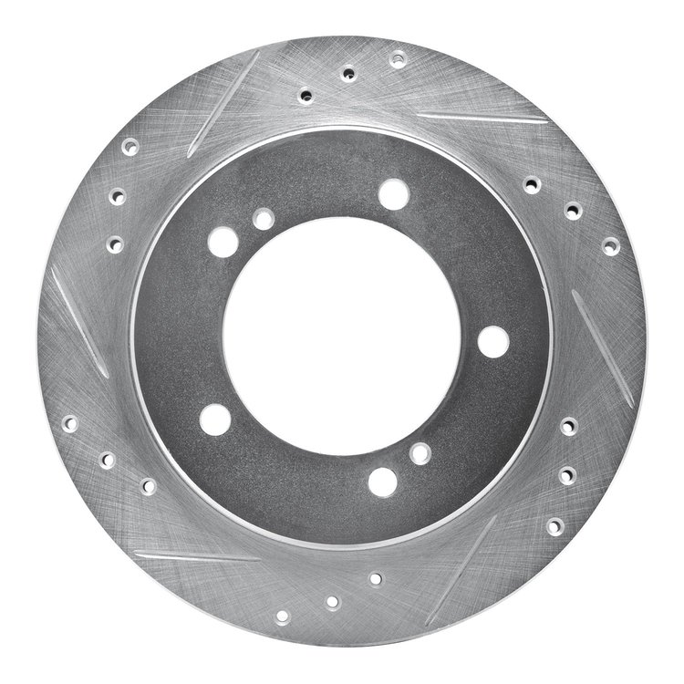 631-47060L Drilled/Slotted Brake Rotor [Silver], 1999-2004 Multiple Makes/Models, Position: Front Left