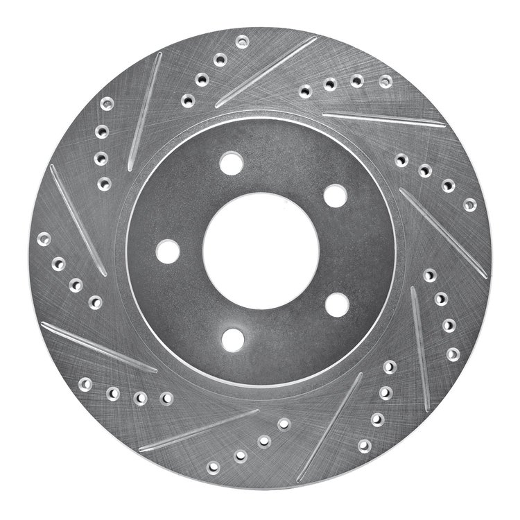 631-47063L Drilled/Slotted Brake Rotor [Silver], 2002-2007 GM, Position: Front Left