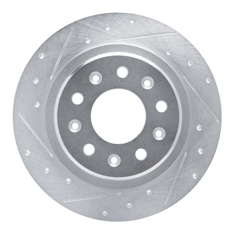 631-47075L Drilled/Slotted Brake Rotor [Silver], Fits Select GM, Position: Rear Left