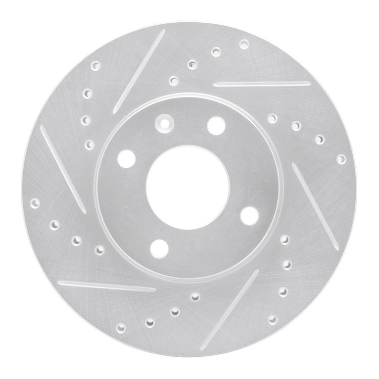 631-47076L Drilled/Slotted Brake Rotor [Silver], Fits Select GM, Position: Front Left