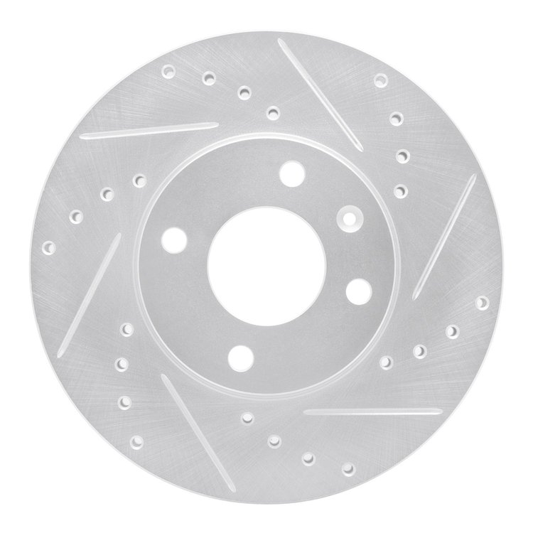 631-47076R Drilled/Slotted Brake Rotor [Silver], Fits Select GM, Position: Front Right