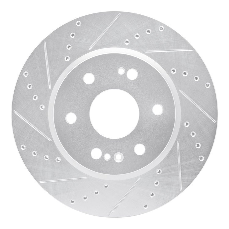 631-47080L Drilled/Slotted Brake Rotor [Silver], Fits Select GM, Position: Front Left