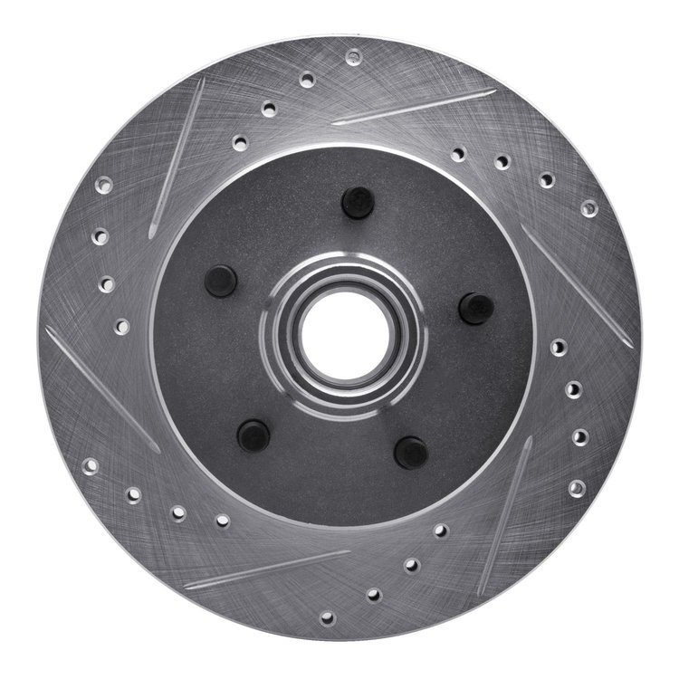 631-48010L Drilled/Slotted Brake Rotor [Silver], 1988-1994 GM, Position: Front Left