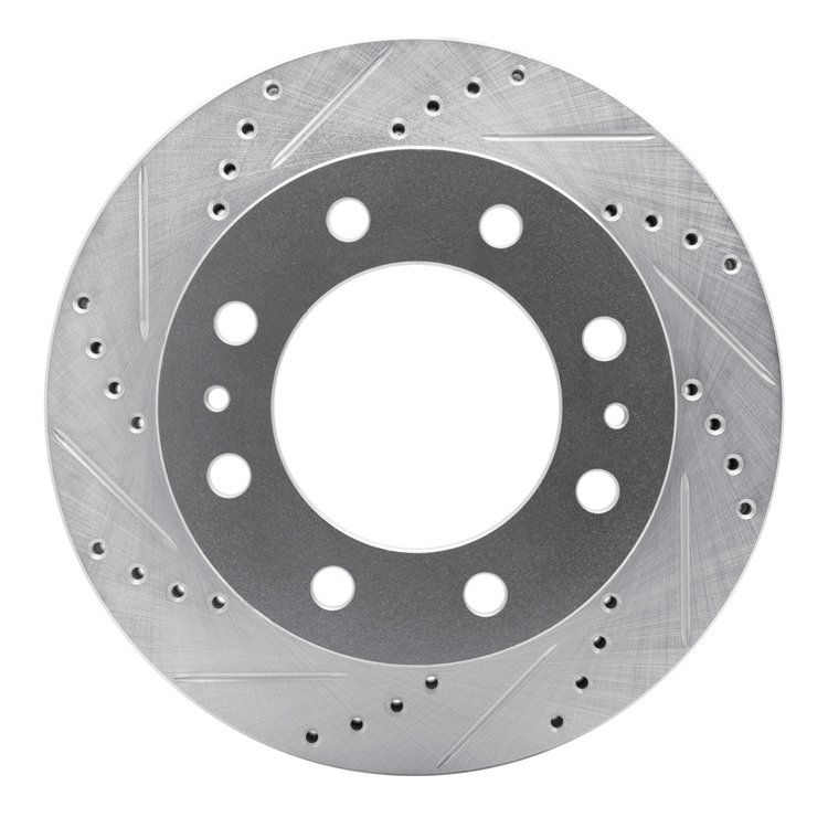 631-48018L Drilled/Slotted Brake Rotor [Silver], 1993-2006 Multiple Makes/Models, Position: Front Left,Fr Left