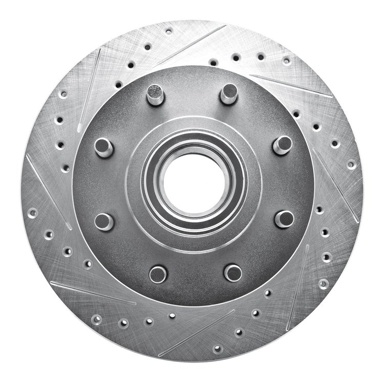 631-48023L Drilled/Slotted Brake Rotor [Silver], 1992-2002 GM, Position: Front Left