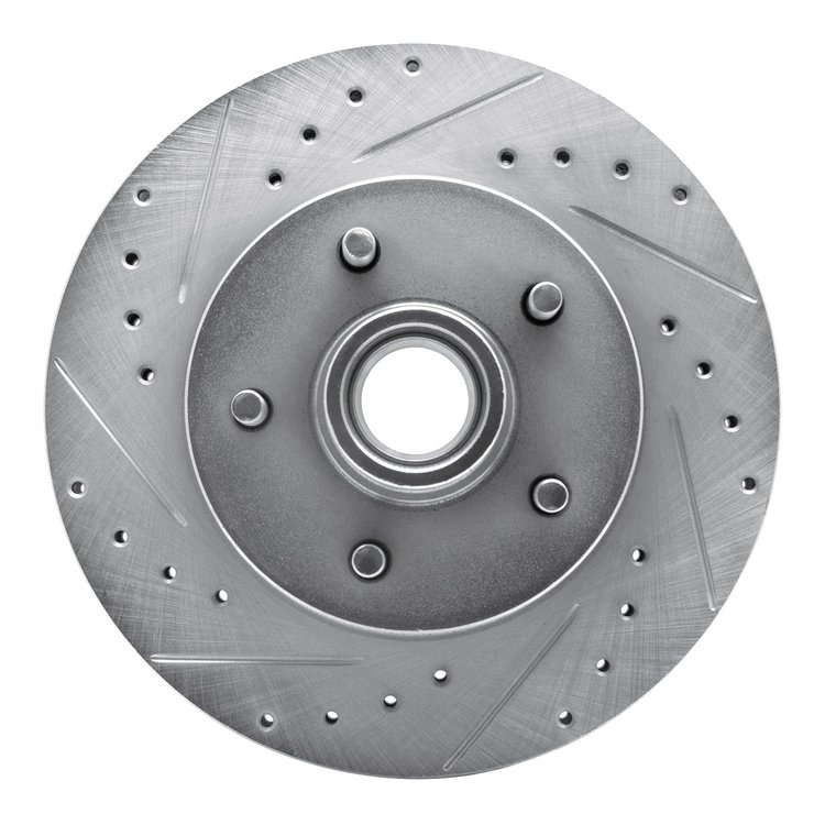 631-48024L Drilled/Slotted Brake Rotor [Silver], 1993-1995 GM, Position: Front Left
