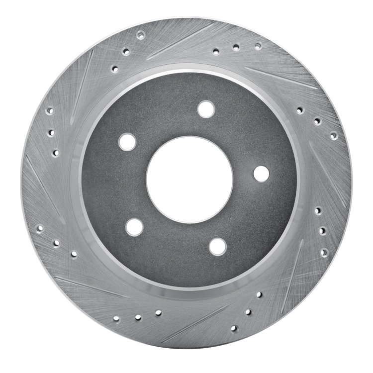 631-48035L Drilled/Slotted Brake Rotor [Silver], 1998-2005 GM, Position: Rear Left