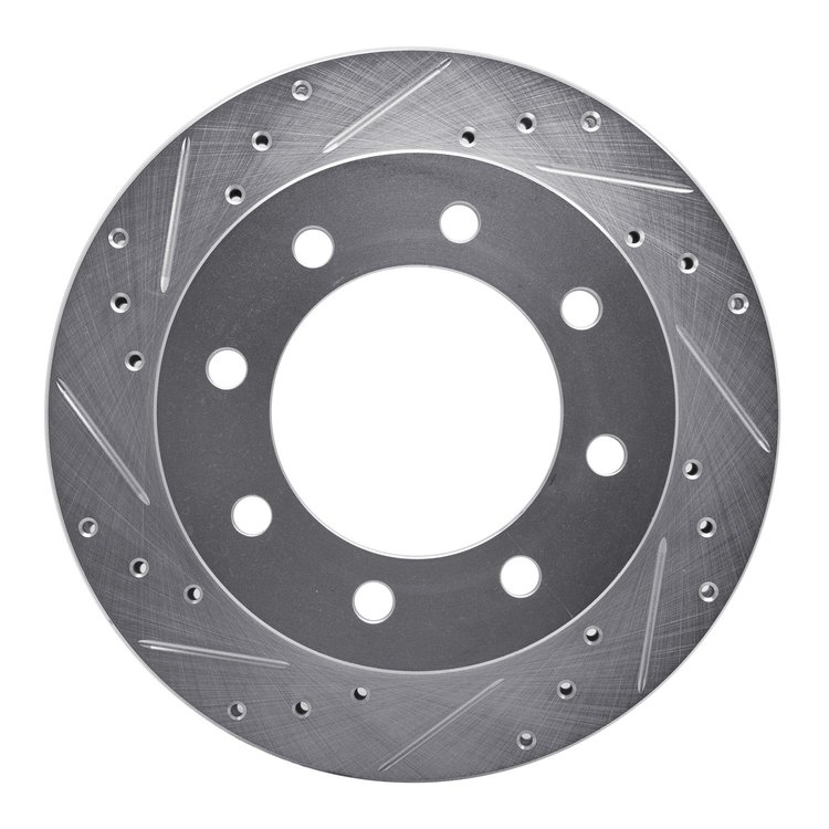 631-48040L Drilled/Slotted Brake Rotor [Silver], 1999-2020 GM, Position: Rear Left