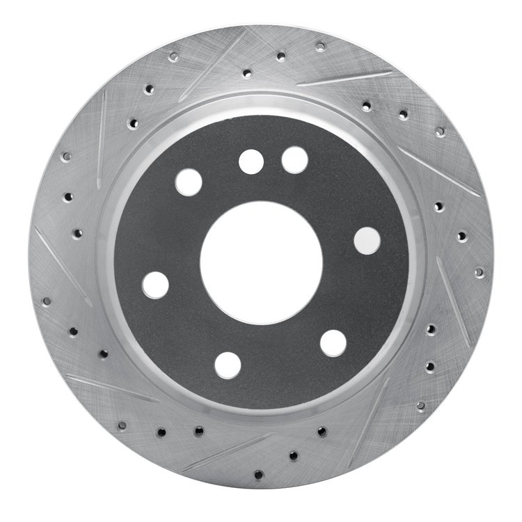 631-48041L Drilled/Slotted Brake Rotor [Silver], 2000-2014 GM, Position: Rear Left