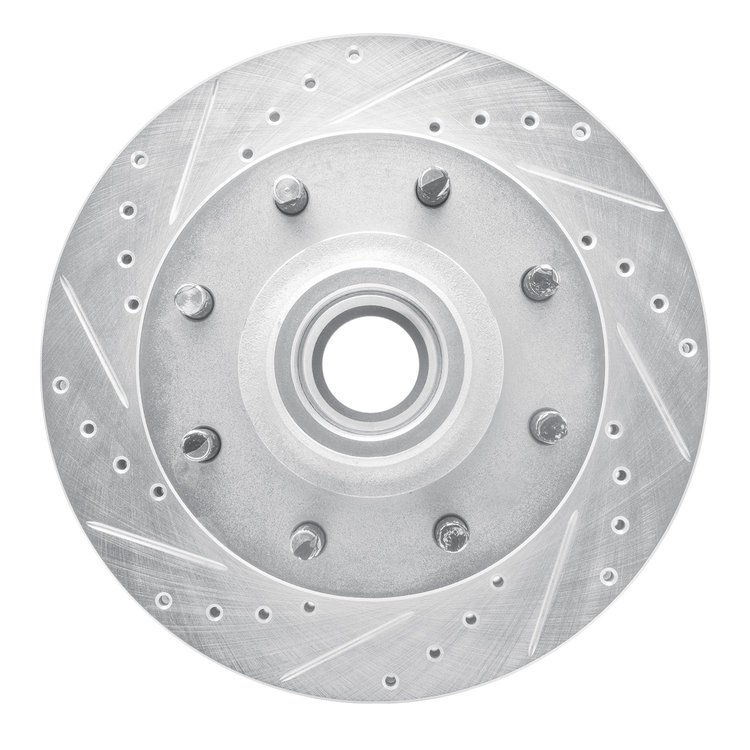 631-48042L Drilled/Slotted Brake Rotor [Silver], 2001-2002 GM, Position: Front Left