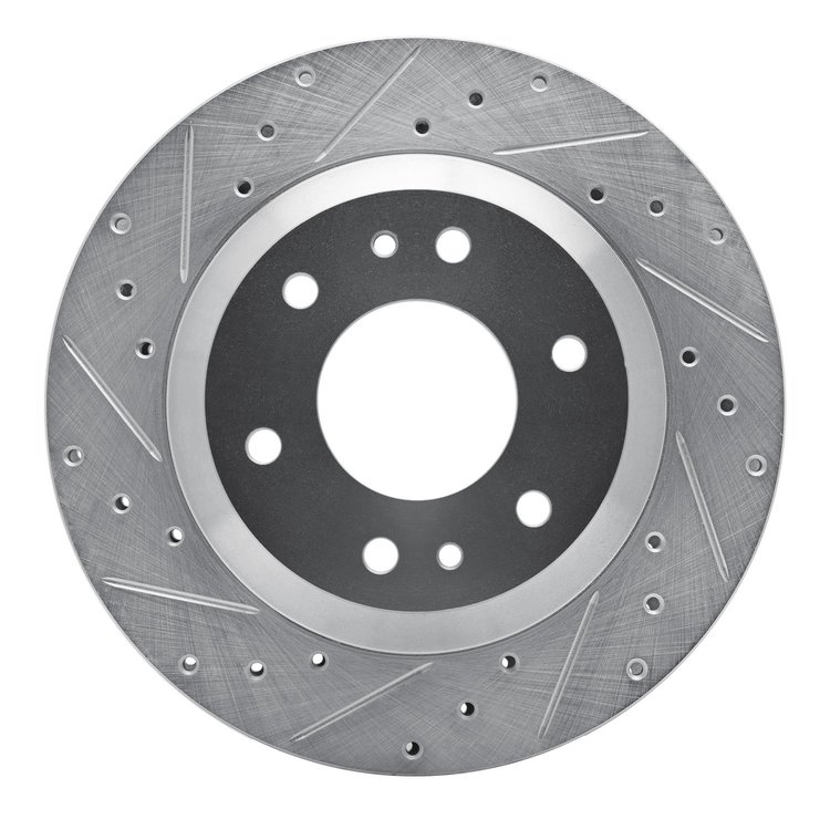 631-48044L Drilled/Slotted Brake Rotor [Silver], 2002-2005 GM, Position: Front Left