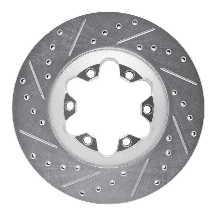 631-48049L Drilled/Slotted Brake Rotor [Silver], 2004-2008 GM, Position: Front Left