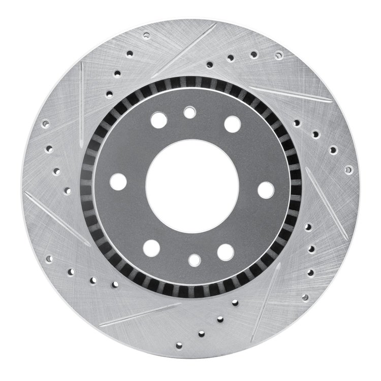 631-48052L Drilled/Slotted Brake Rotor [Silver], 2006-2009 GM, Position: Front Left