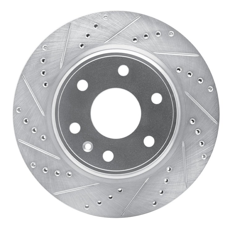 631-48054L Drilled/Slotted Brake Rotor [Silver], 2007-2017 GM, Position: Front Left