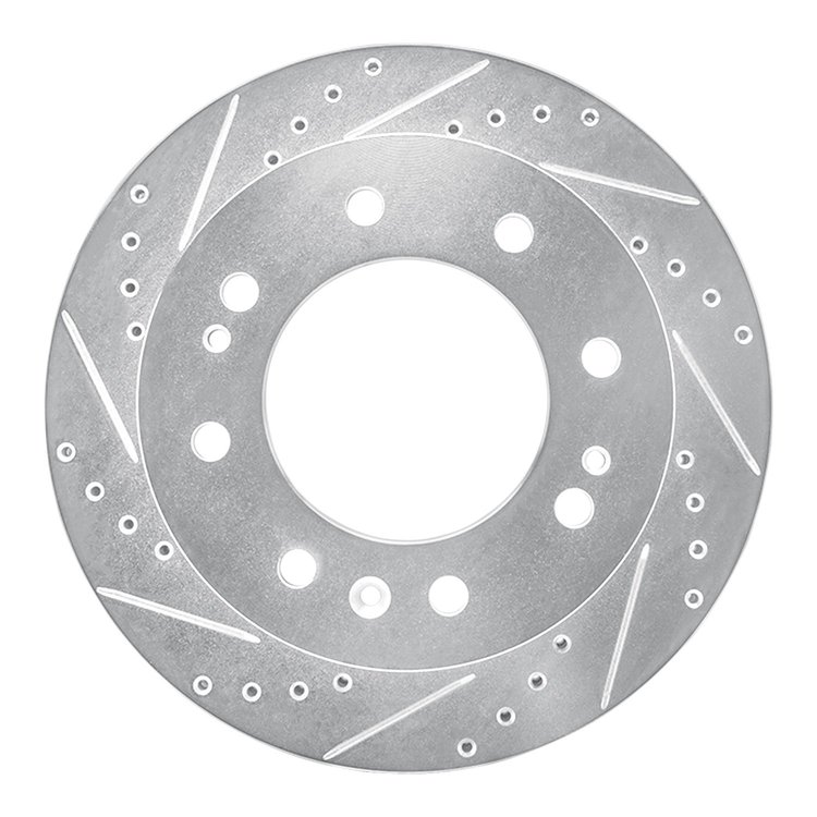 631-48059L Drilled/Slotted Brake Rotor [Silver], Fits Select GM, Position: Front Left