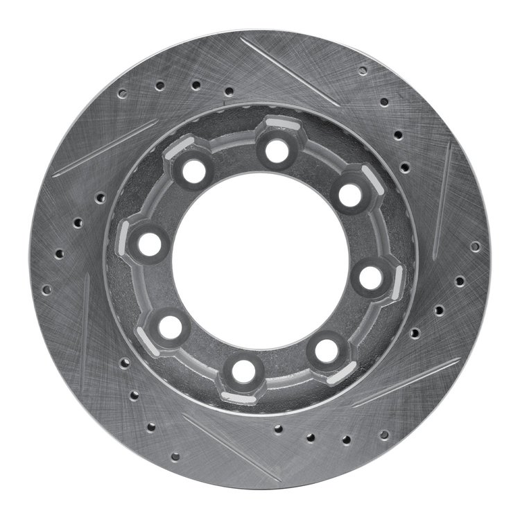 631-48064L Drilled/Slotted Brake Rotor [Silver], 1971-1991 Multiple Makes/Models, Position: Front Left