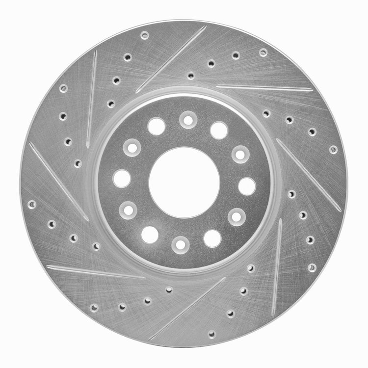 631-48090L Drilled/Slotted Brake Rotor [Silver], Fits Select GM, Position: Front Left
