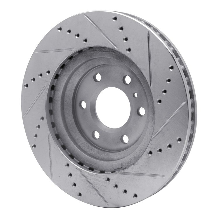 631-49001L Drilled/Slotted Brake Rotor [Silver], 2011-2015 VPG, Position: Front Left
