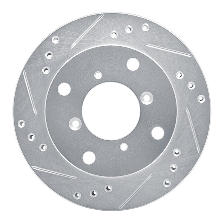 631-50002L Drilled/Slotted Brake Rotor [Silver], 1989-2001 GM, Position: Front Left
