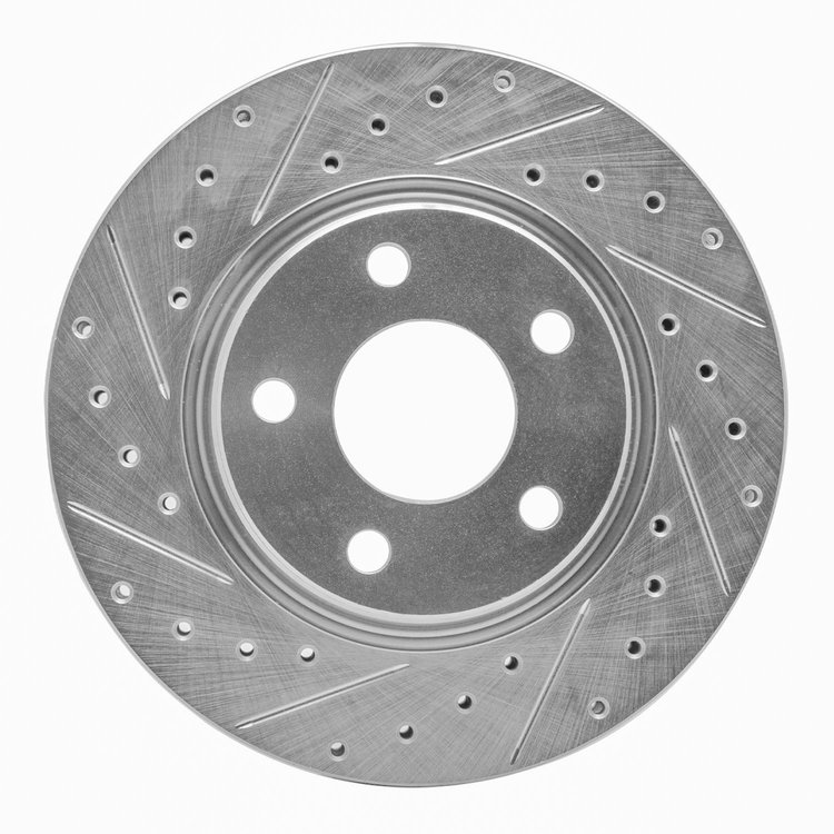 631-52024L Drilled/Slotted Brake Rotor [Silver], 2004-2009 GM, Position: Front Left