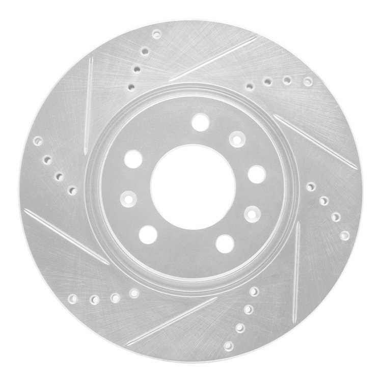 631-53005L Drilled/Slotted Brake Rotor [Silver], 2006-2010 GM, Position: Front Left